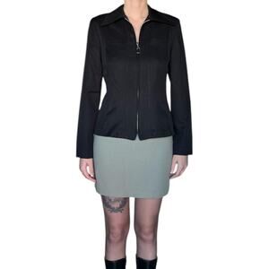 VTG 90S BLACK ZIP-UP BLAZER BLOUSE